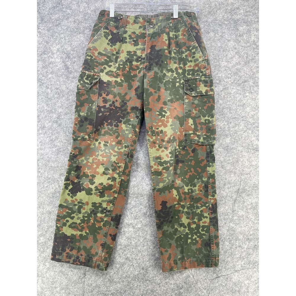German Military Cargo Pants Men 30x28 Green Flecktarn Camo Army Trousers Field